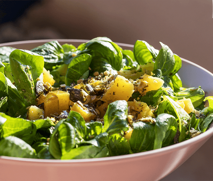 Lamb's Lettuce and Potato Salad with Pumpkin Oil and Seeds